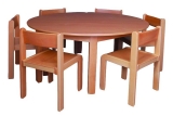 Sestava kruhový stůl (100 cm) se 6 židlemi