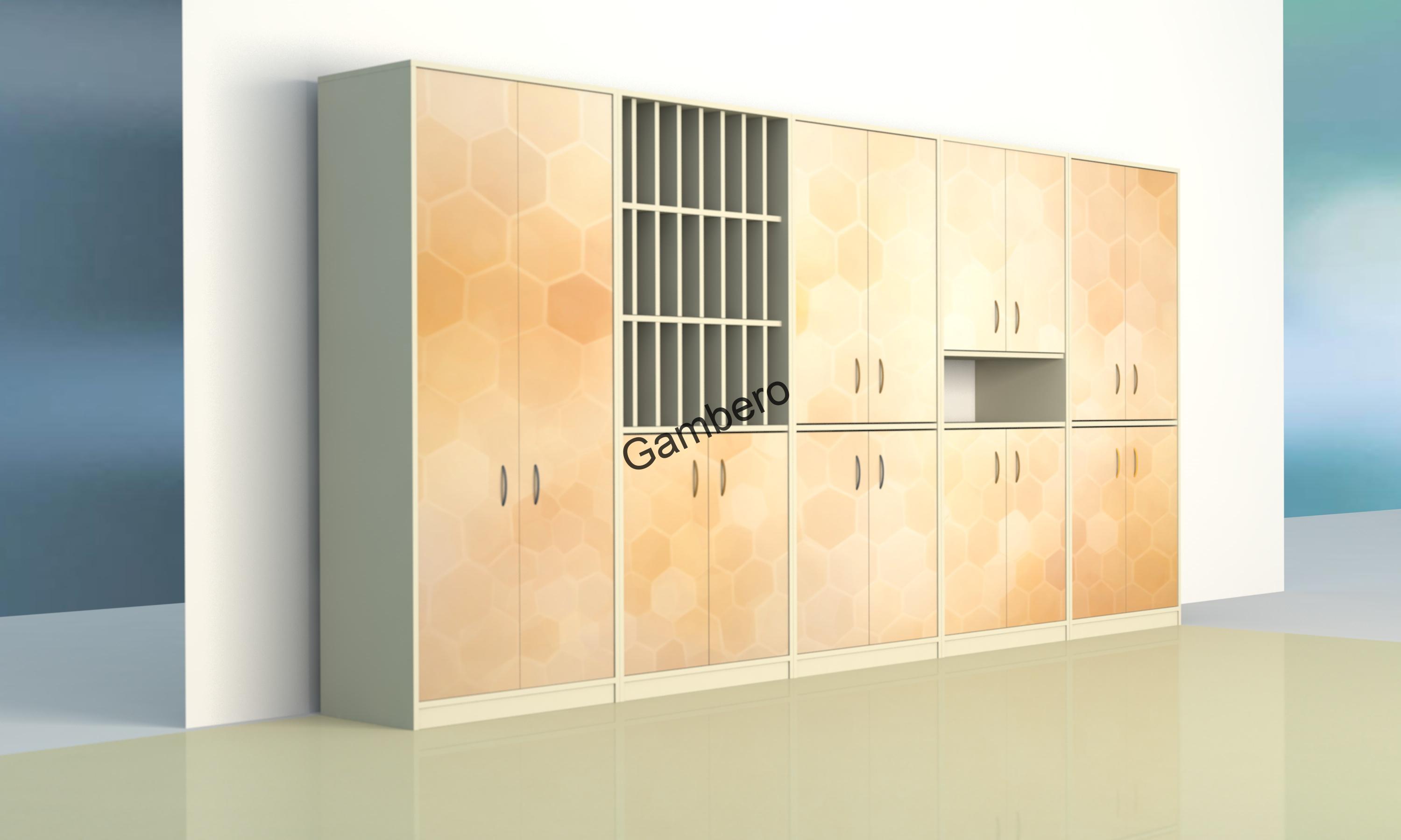 Sestava skříní sborovna, kabinet, kancelář L rovná